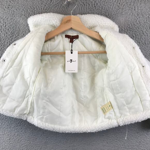 New 7 For All Man Kind Baby’s Sherpa Button Up Jacket White Sz 18M - Picture 3 of 11